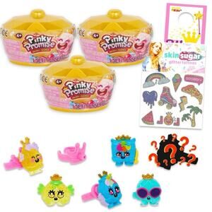 NWT Girl Gift Set with 3 Pinky Promise Surprise Crown Blind Boxes Glitter Tattoo